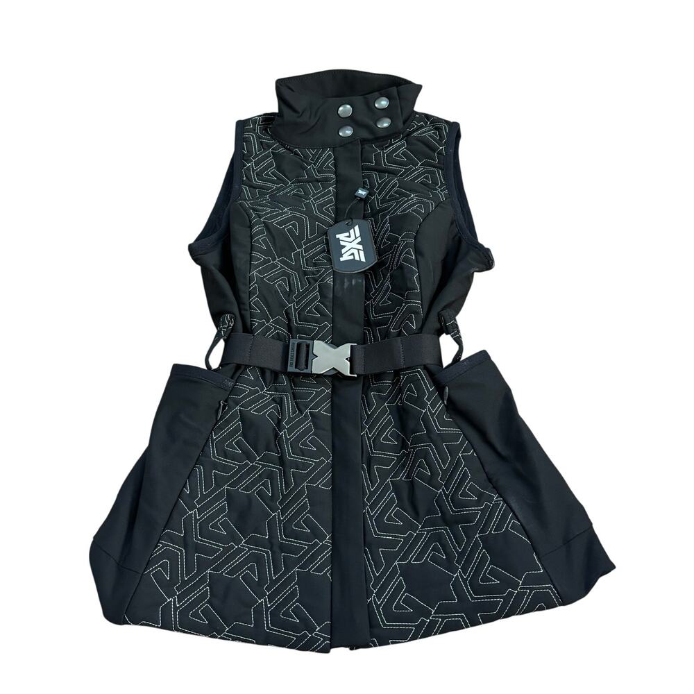 NWT PXG Women’s All Over Logo Black Vest Luxury Golf XS $350 MSRP